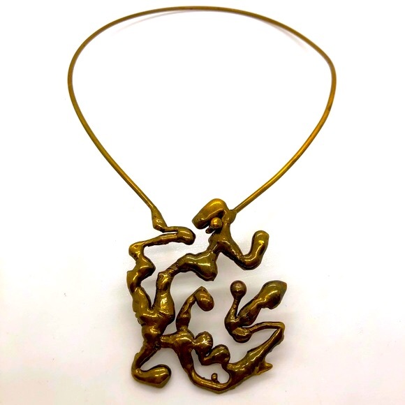 Vintage Brutalist Free form Statement necklace - Picture 3 of 14